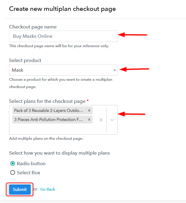 Create Multiplan Checkout