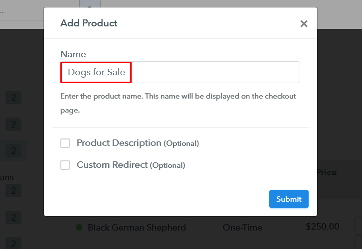 Add Product to Start Selling Dogs Online