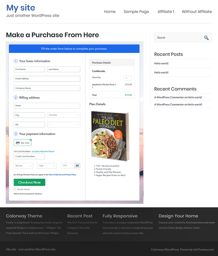 Embed Checkout Page to Sell Cookbooks Online