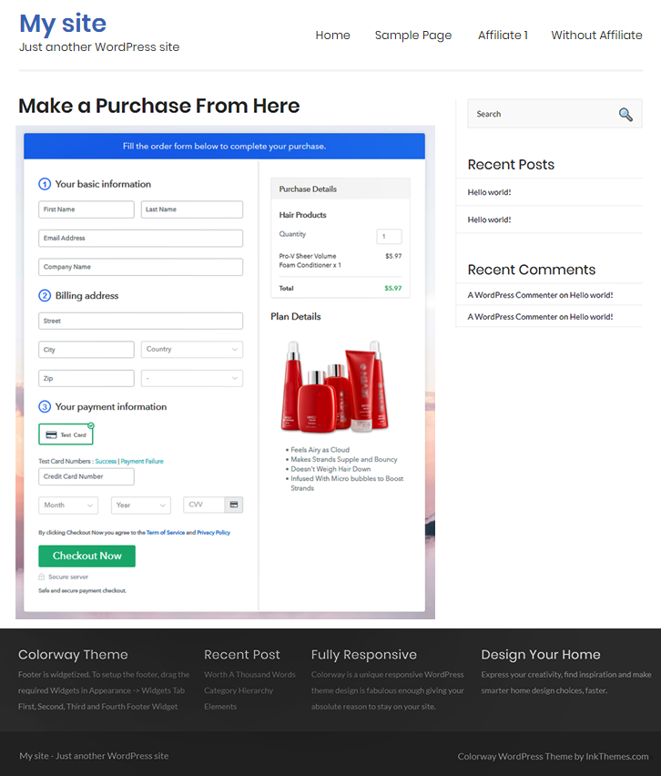 Embed Checkout Page to Sell Hair Products Online