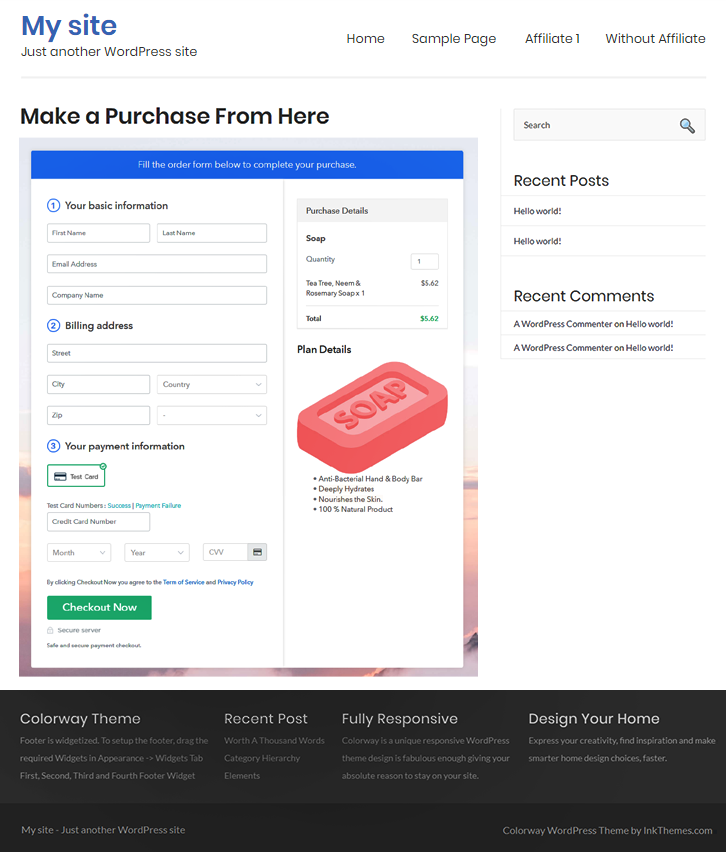 Embed Checkout Page to Sell Soap Online