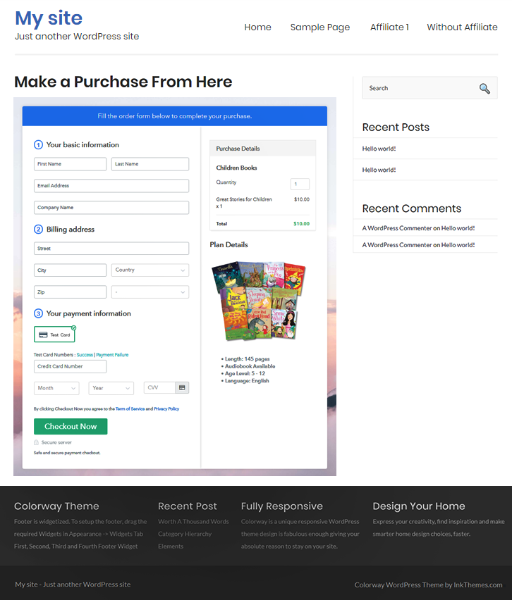 Final Look of your Checkout Page to Sell Children Books Online