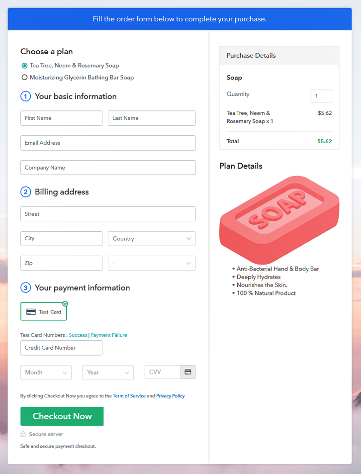 Multiplan Ccheckout to Sell Soap Online