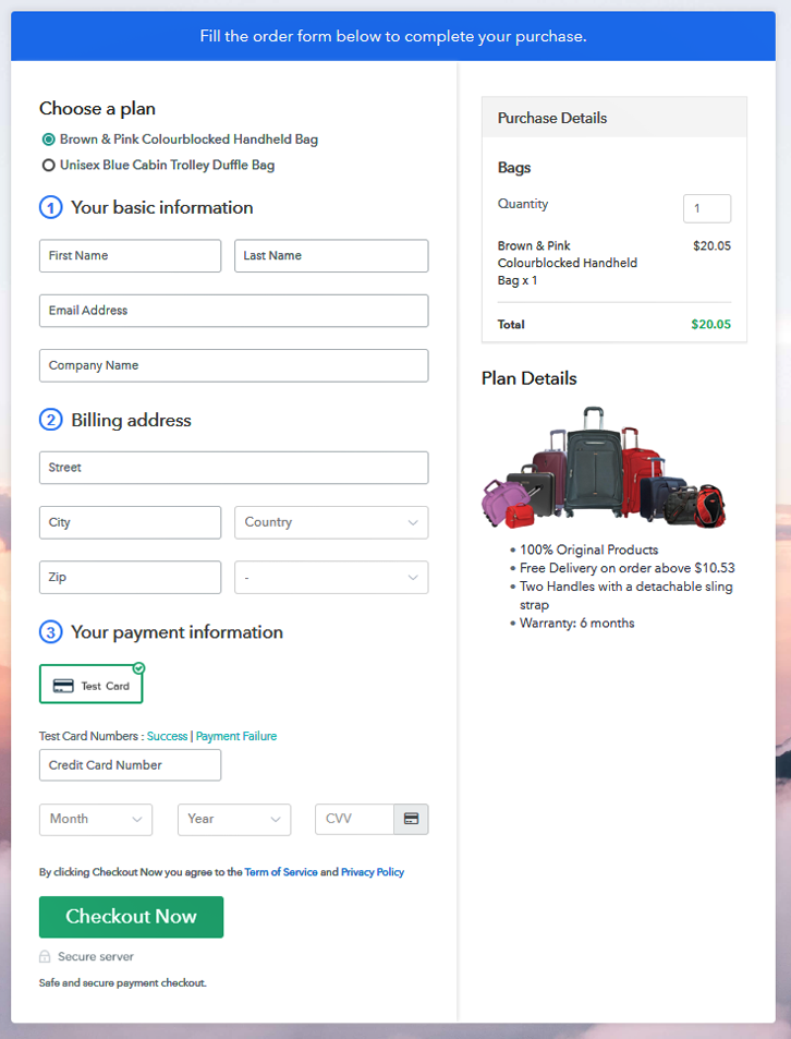 Multiplan Checkout to Sell Bags Online