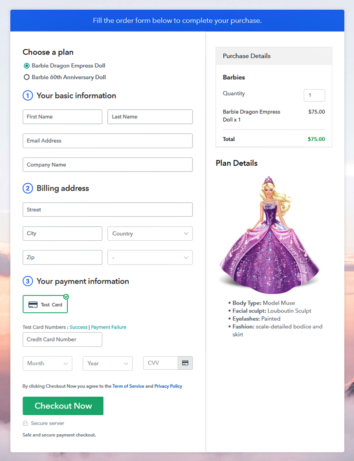 Multiplan Checkout to Sell Barbies Online