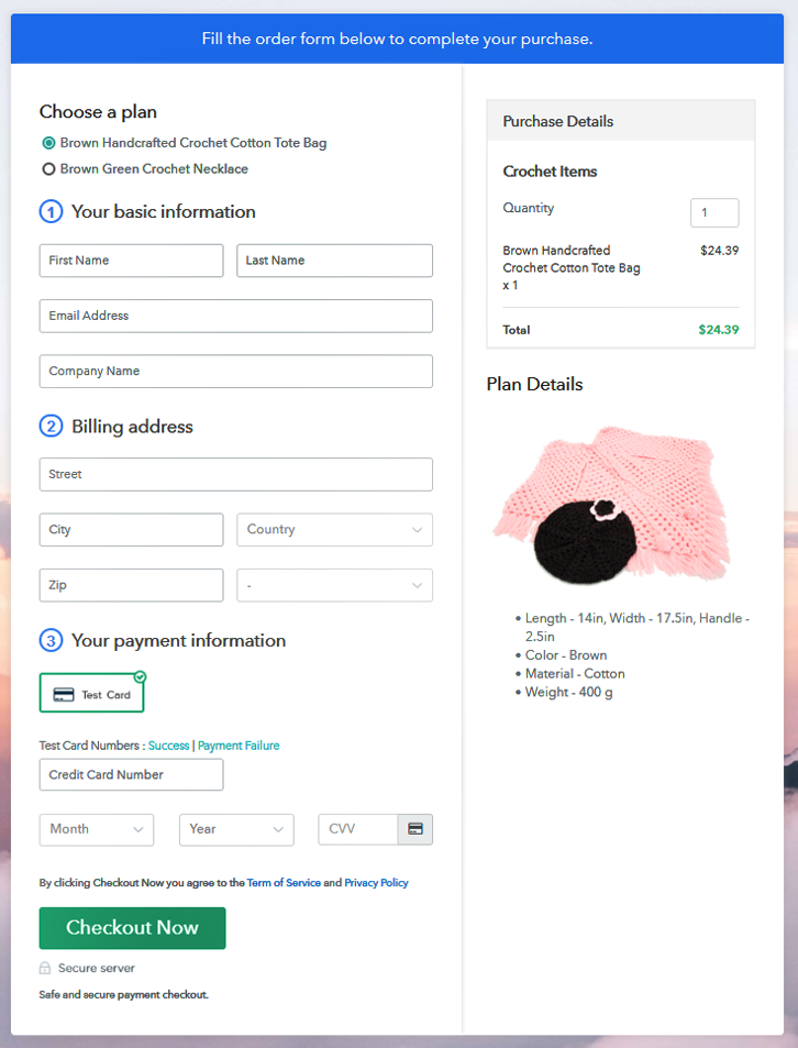 Multiplan Checkout to Sell Crochet Items Online