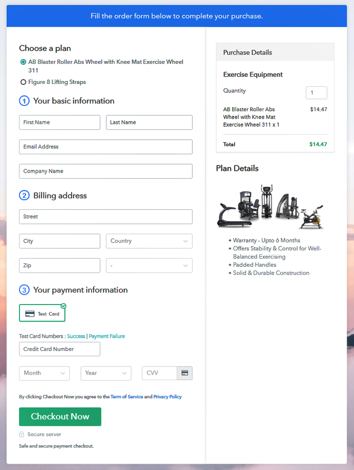 Multiplan Checkout to Sell Exercise Equipment Online