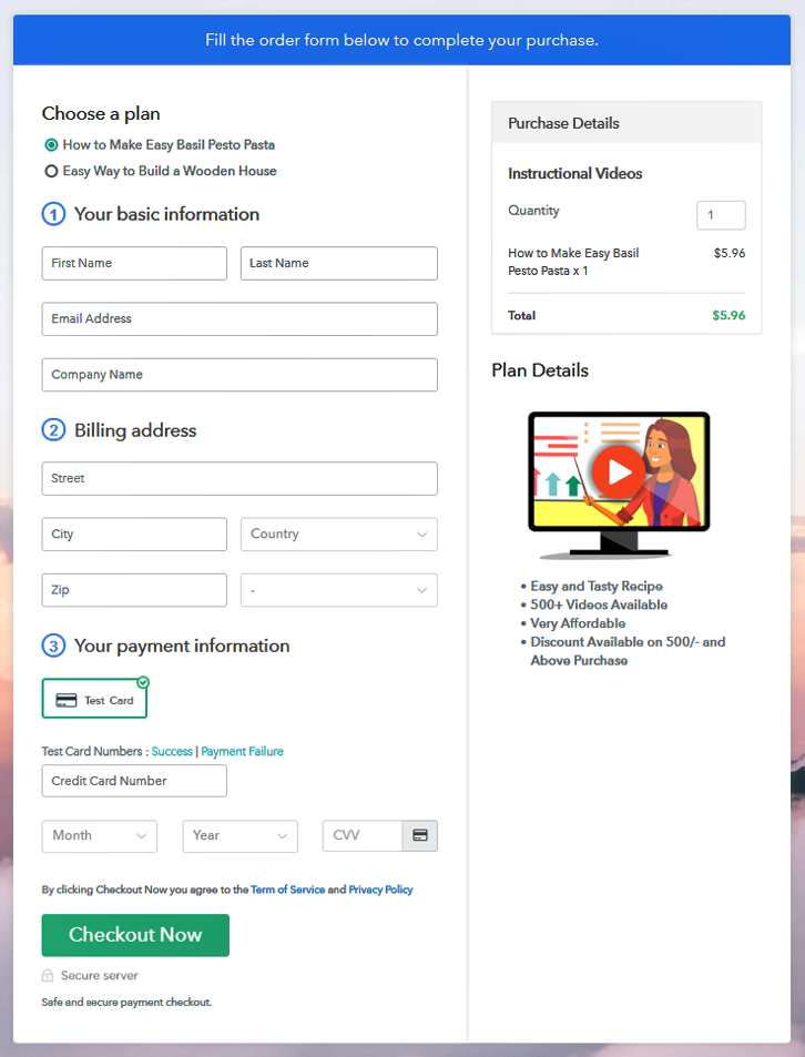 Multiplan Checkout to Sell Instructional Videos Online