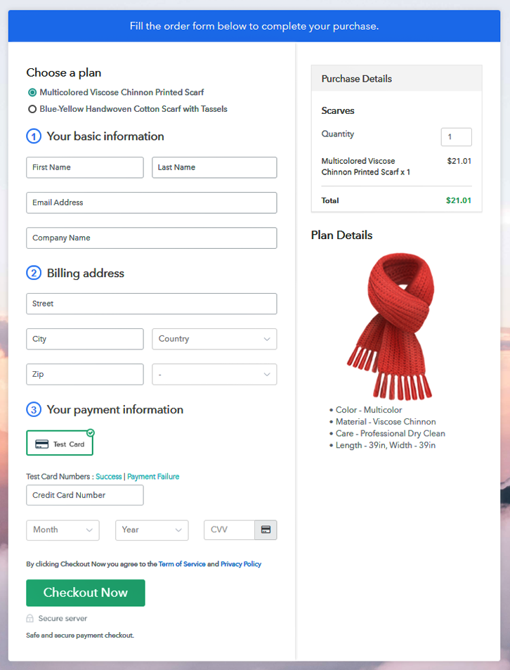 Multiplan Checkout to Sell Scarves Online