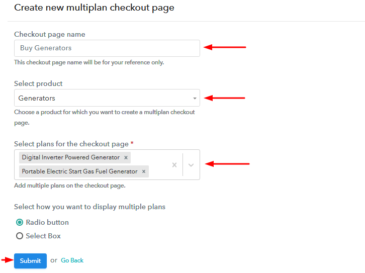 Add Plans to Sell Generators from Single Checkout Page