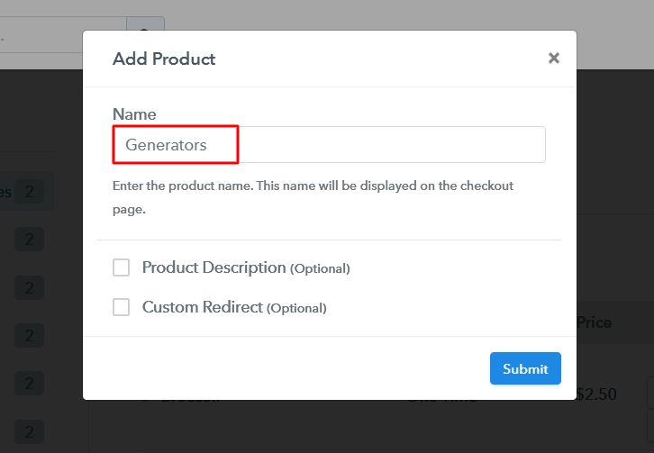 Add Product to Sell Generators Online