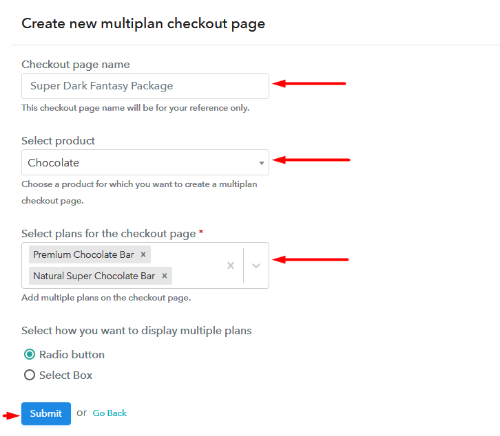 multiplan checkout page