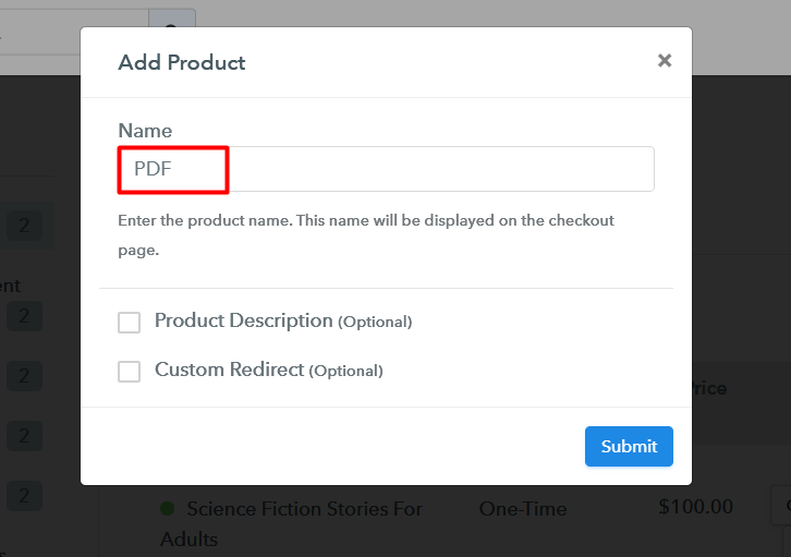 Add Product to Sell PDF Books Online