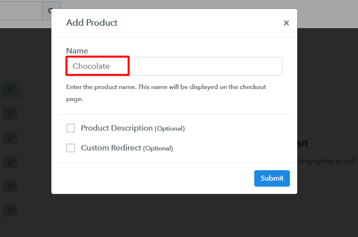 Add Product to Sell Chocolate Online