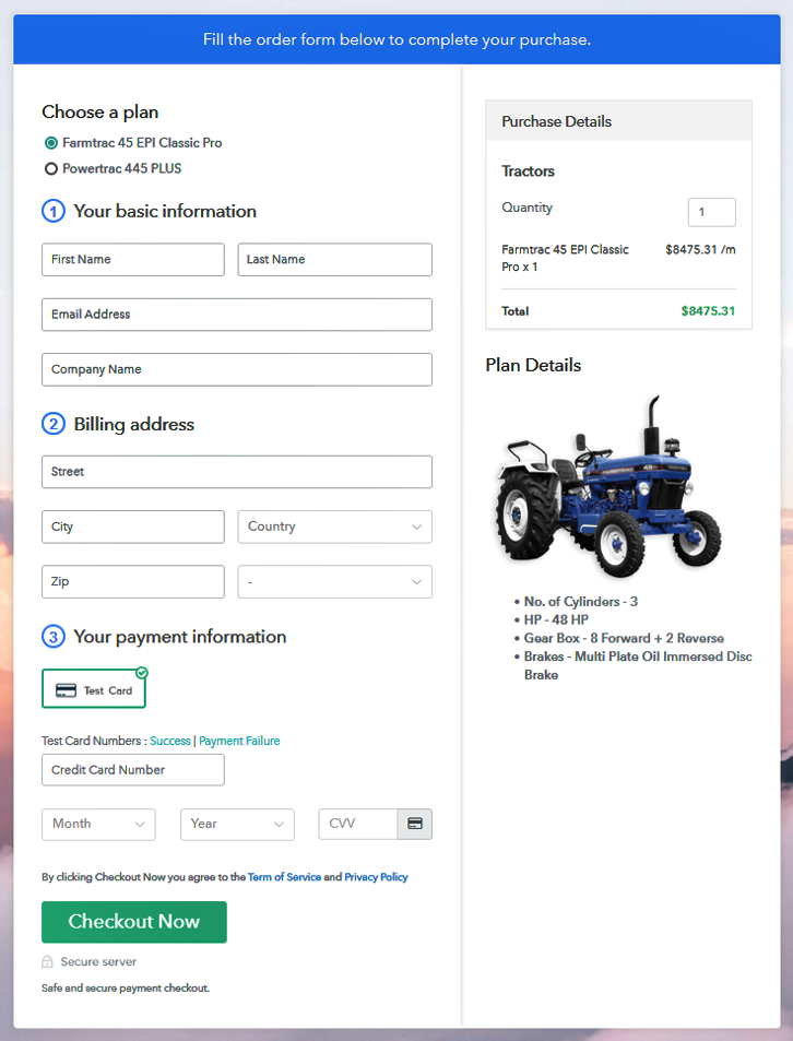 Sell Tractors Online Multi Checkout