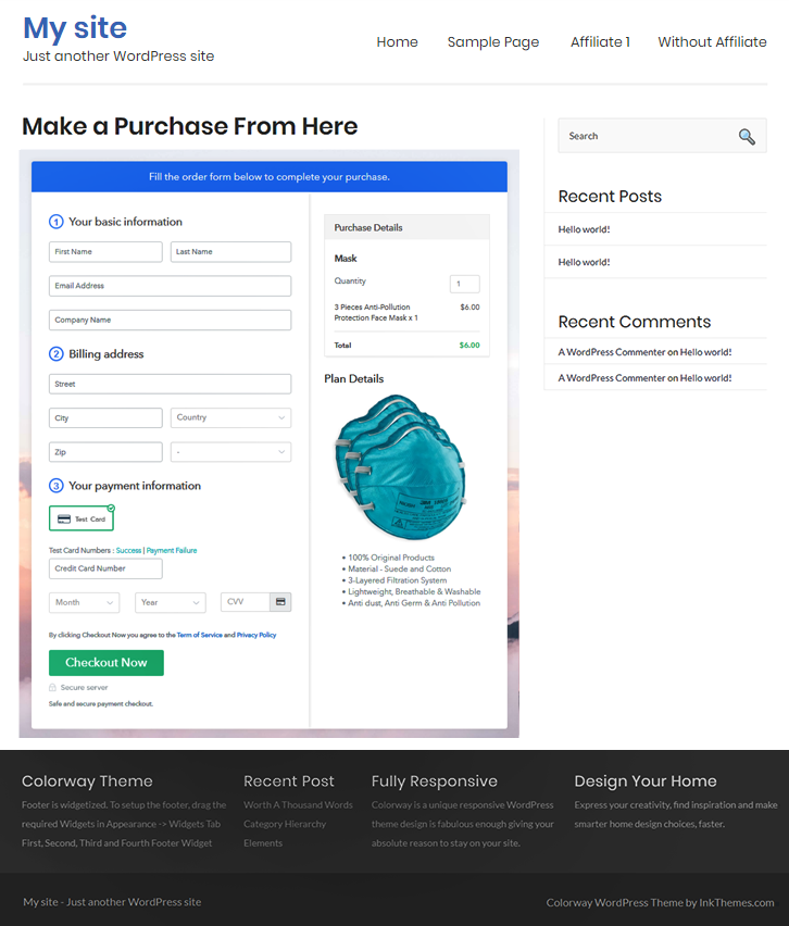 Embed Checkout Page to Sell Masks Online