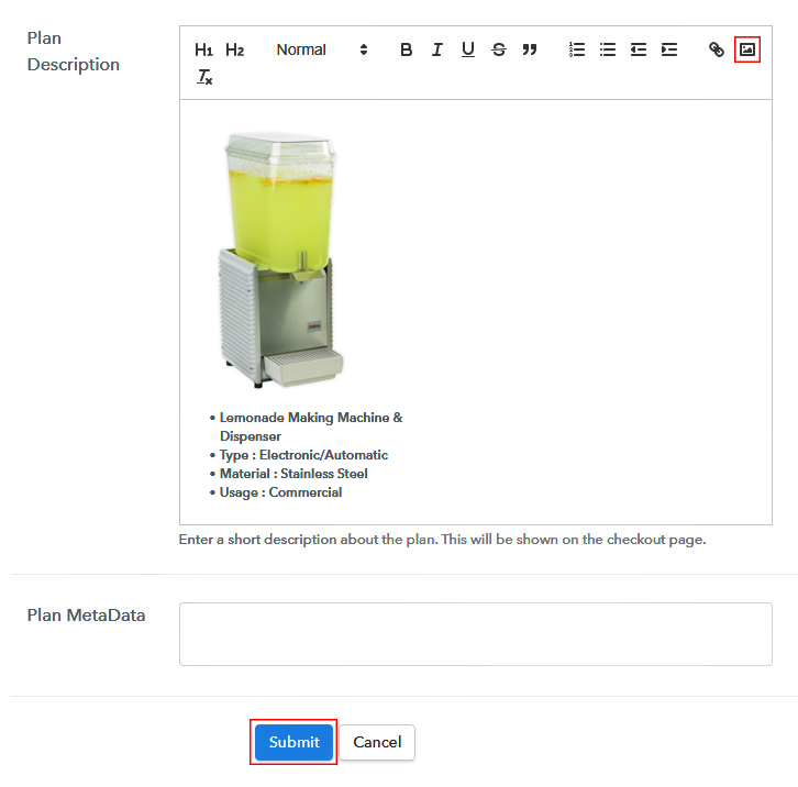 Add Image & Description to Sell Lemonade Maker Online