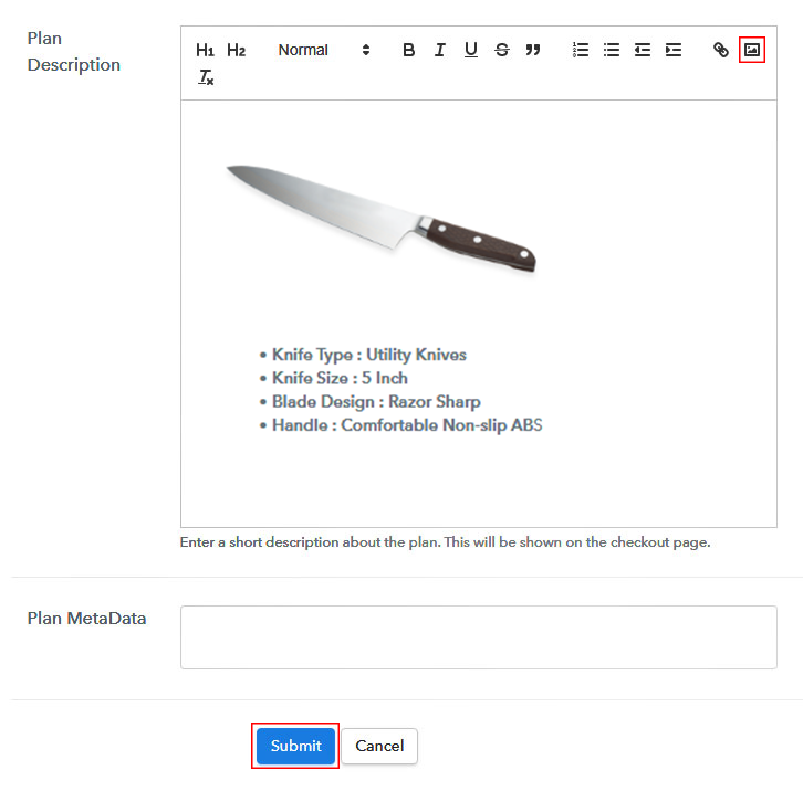 Add Image & Description to Sell Knife Online