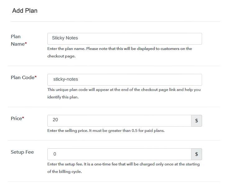 Add Plan Details to Sell Notes Online