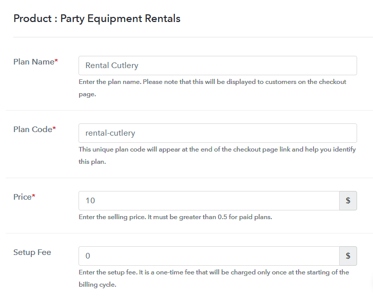 Add Plan to Sell Party Equipment Online