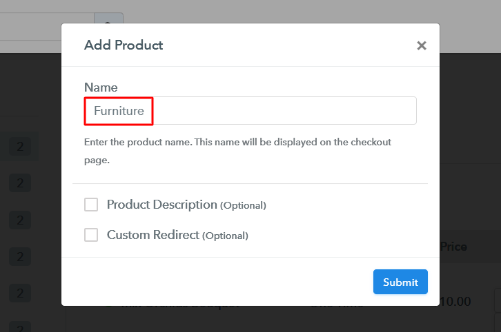 Add Product to Sell Furniture Online