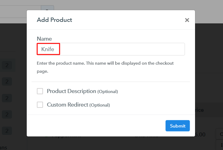 Add Product to Sell Knife Online