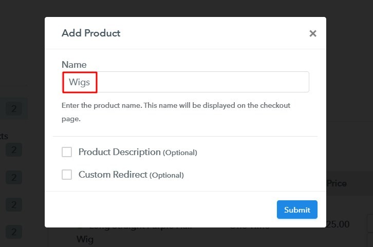 Add Product to Sell Wigs Online