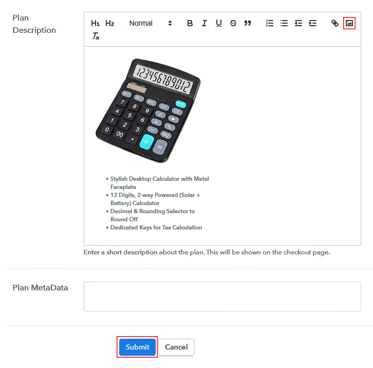 Add Image & Description to Sell Calculators Online