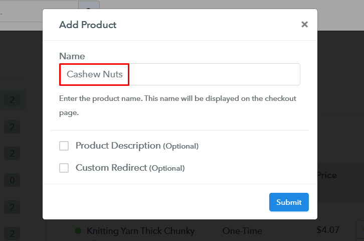Add Product to Start Selling Cashew Nuts Online