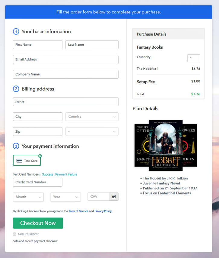 Checkout Page Preview to Sell Books Online