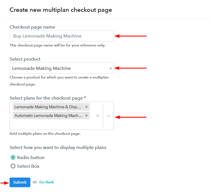 Create Multiplan Checkout to Sell Lemonade Maker Online