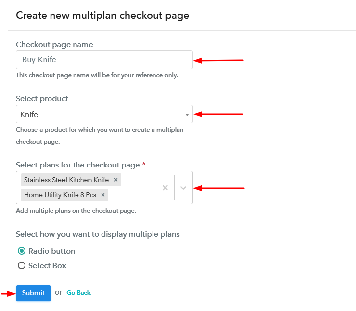 Create Multiplan Checkout to Sell Knife Online