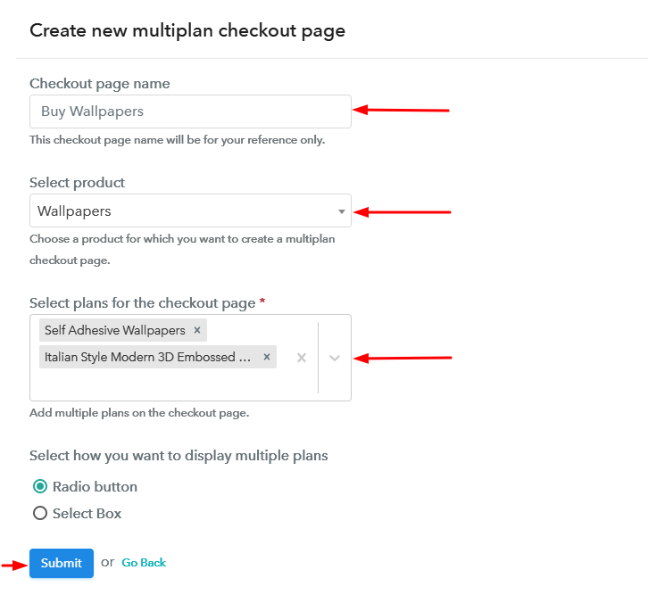 Create Multiplan Checkout to Sell Wallpapers Online