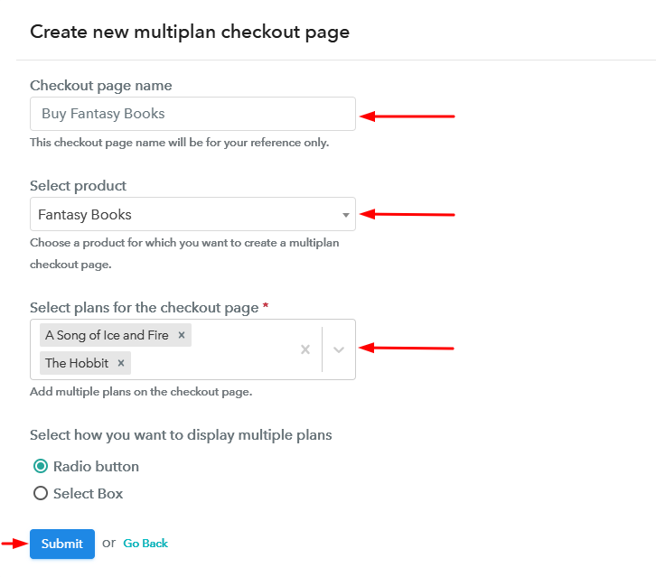 Create Multiplan Checkout to Sell Books Online