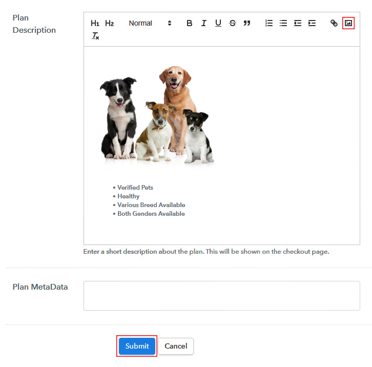 Add Image & Description to Sell Dogs Online