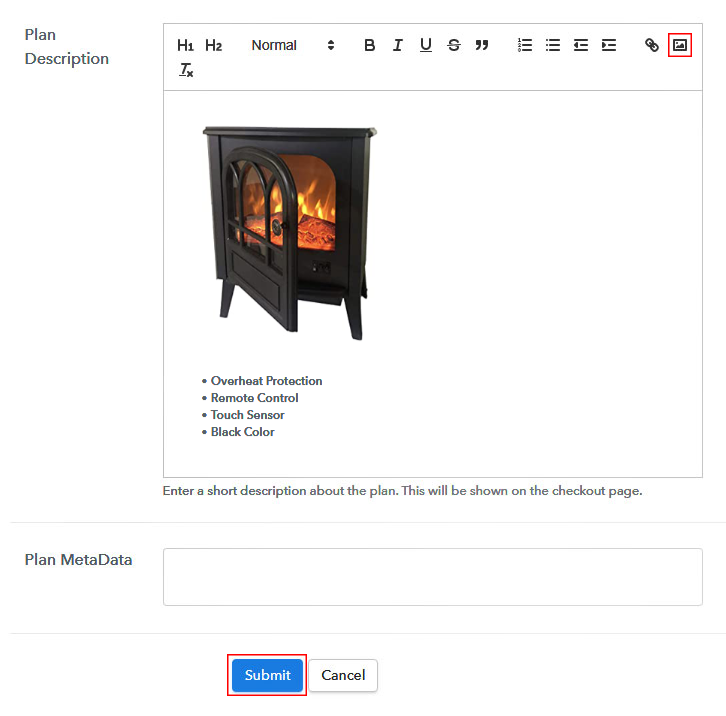 Add Image & Description to Sell Electric Fireplaces Online