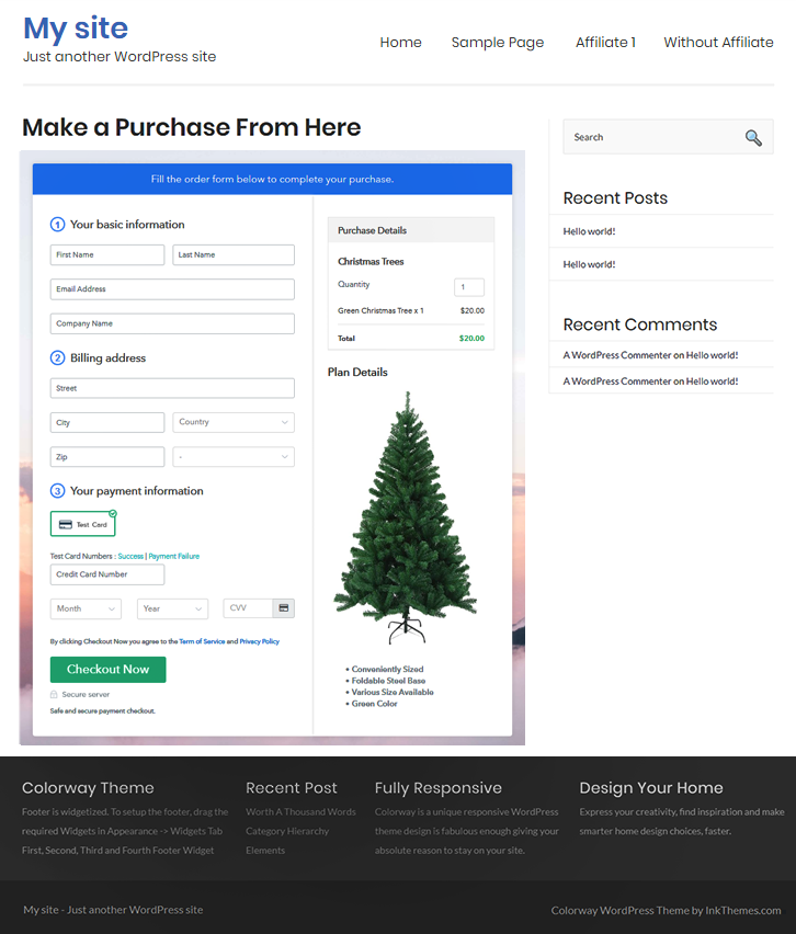 Final Look of your Checkout Page to Sell Christmas Trees Online