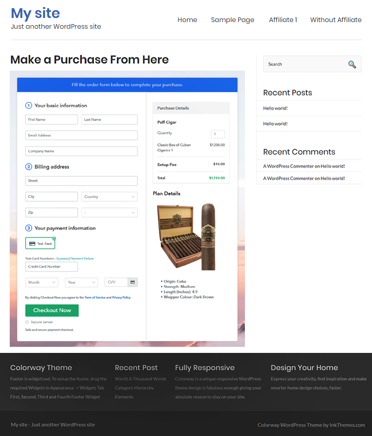 Final Look of your Checkout Page to Sell Cigars Online