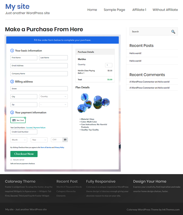 Final Look of your Checkout Page to Sell Marbles Online