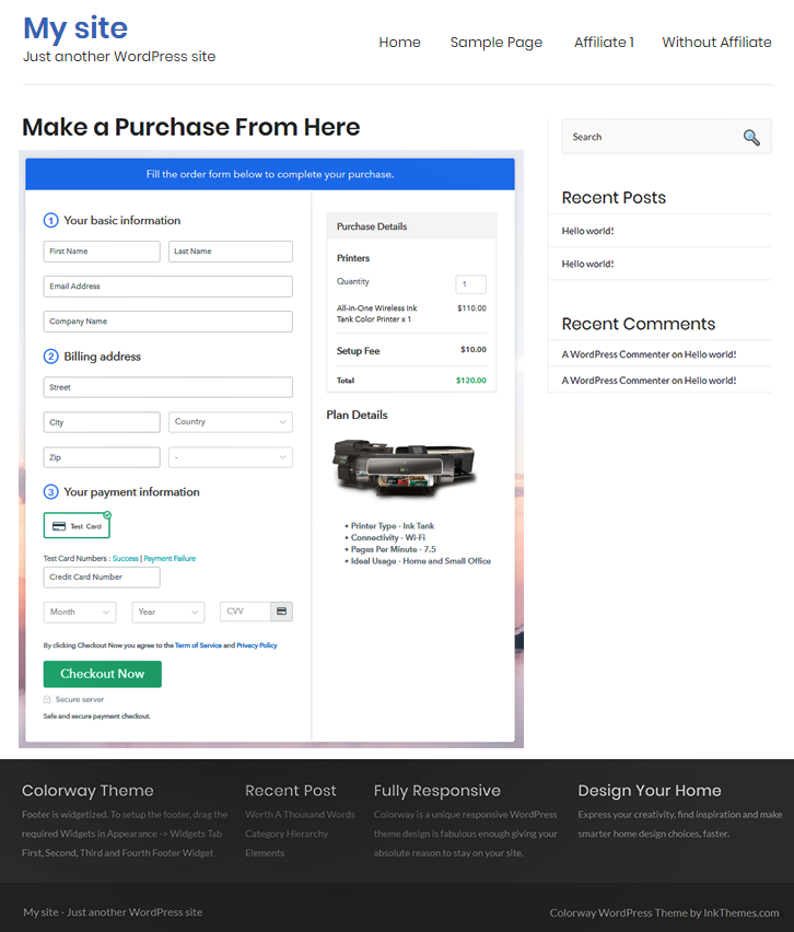 Final Look of your Checkout Page to Sell Printers Online