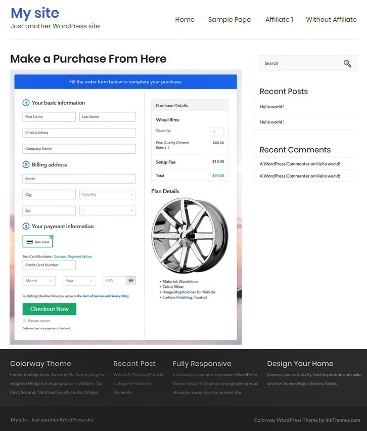 Final Look of your Checkout Page to Sell Rims Online