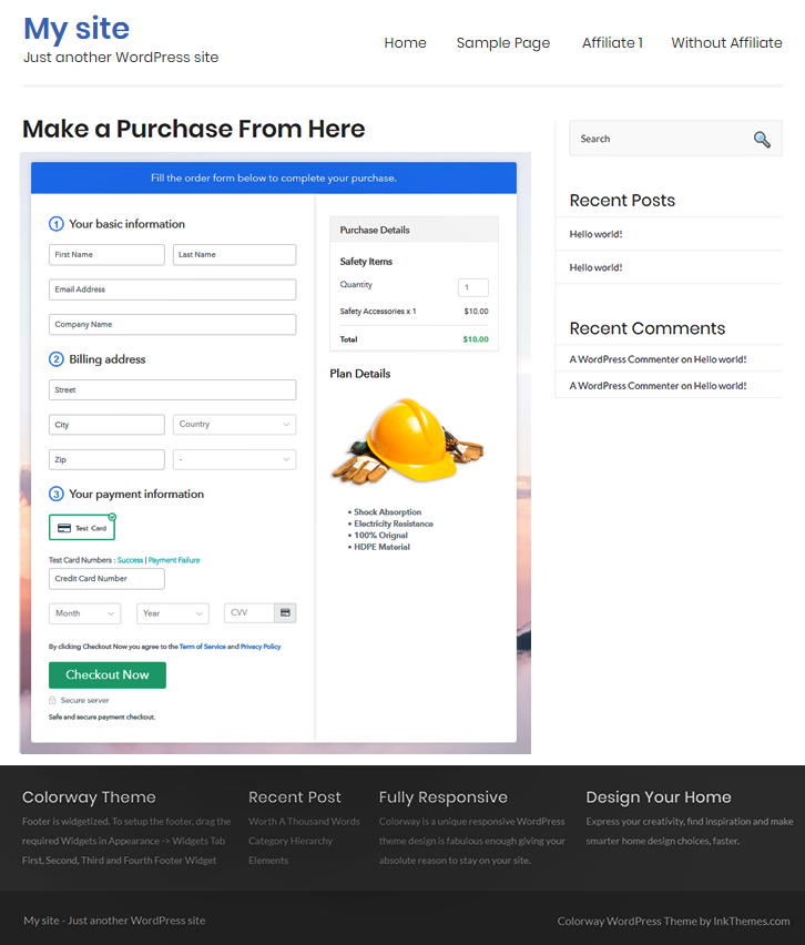 Final Look of your Checkout Page to Sell Safety Items Online