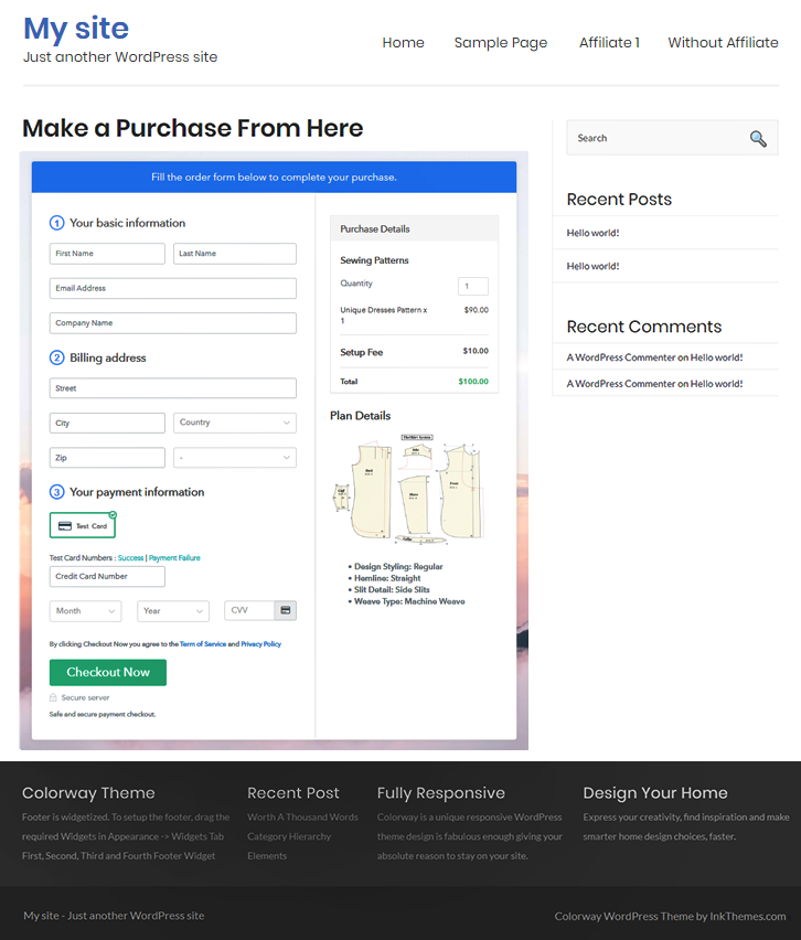 Final Look of your Checkout Page to Sell Sewing Patterns Online