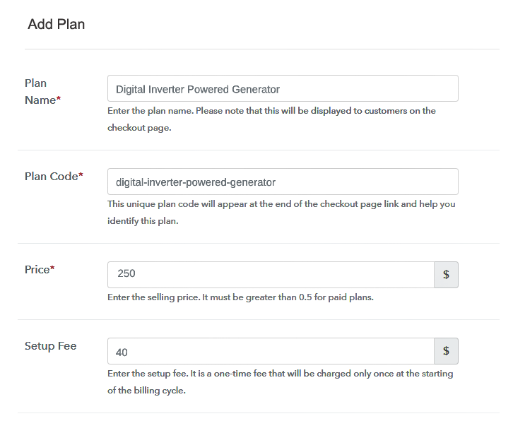 Specify the Plan & Pricing Details to Sell Generators Online