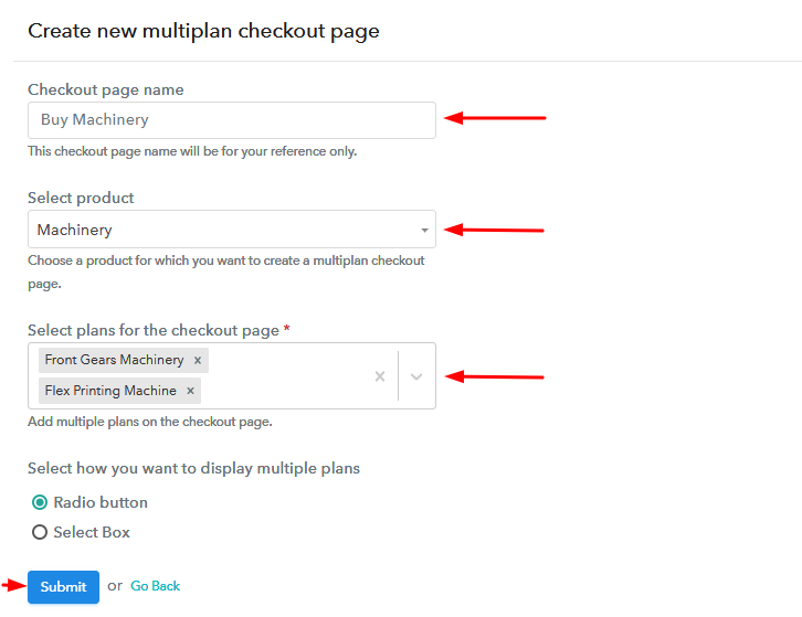 Creating Multiplan Checkout to Sell Machinery Online 