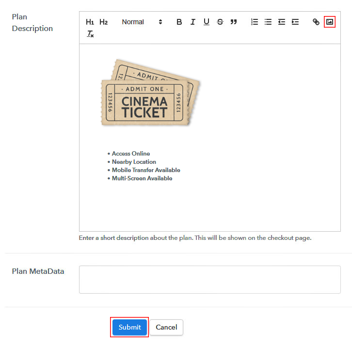 Add Image & Description to Sell Movie Tickets Online