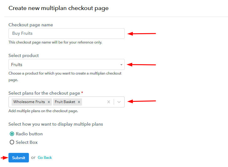 Add Plans to Sell Fruits from Single Checkout Page
