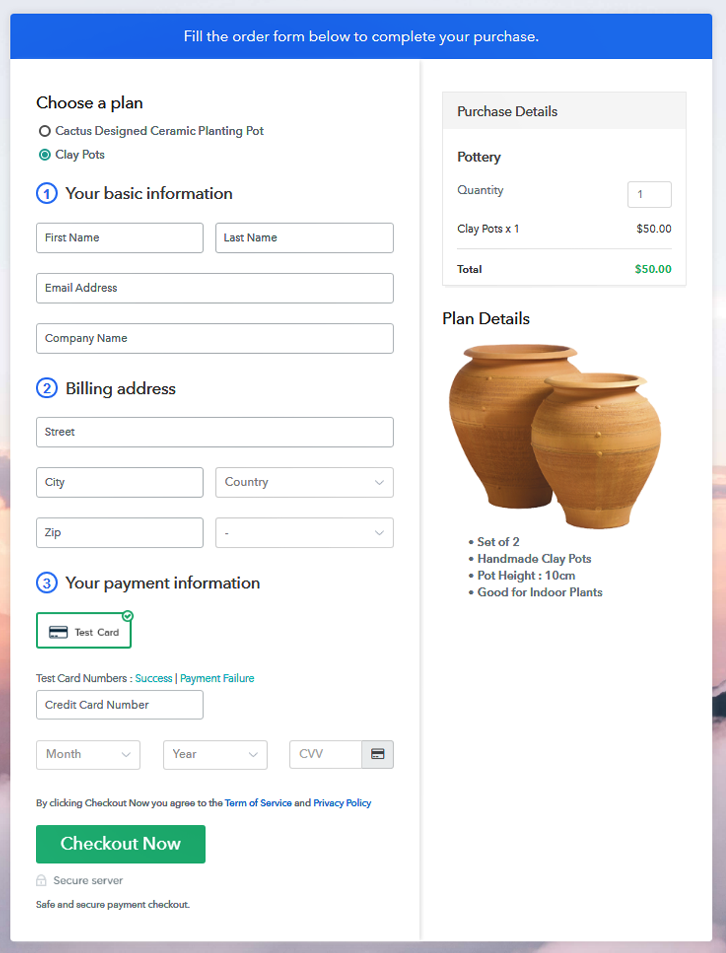 Multiplan Checkout to Sell Pottery Online