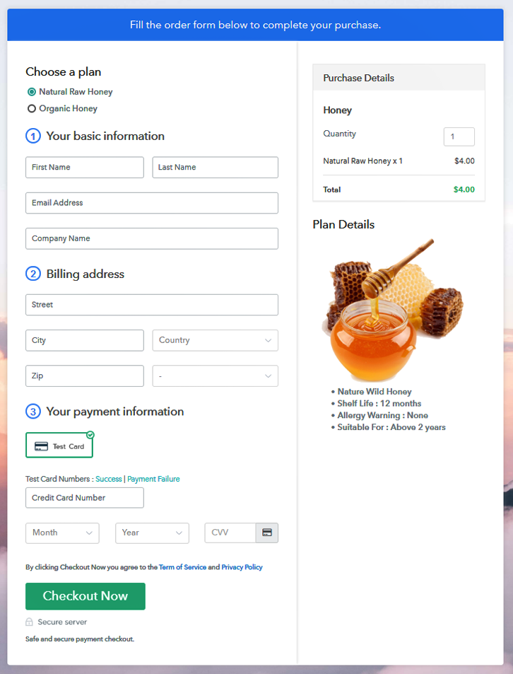 Multiplan Checkout to Sell Honey Online