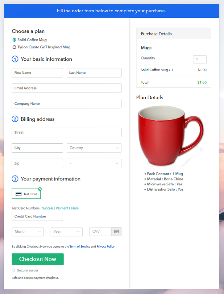 Multiplan Checkout to Sell Mugs Online